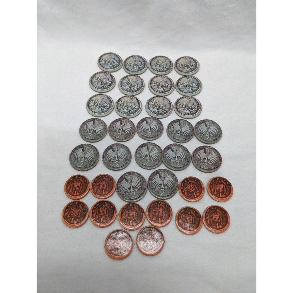 Lot Of (37) Pretend Cardboard Play Money Coins 5 2 1s